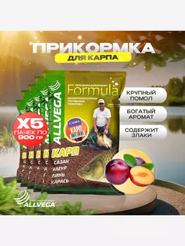 Прикормка для рыбалки ALLVEGA Formula карп слива 5 пачек, Коричневый