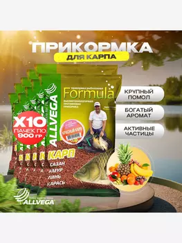 Прикормка для рыбалки ALLVEGA Formula красный карп 10 пачек, Красный