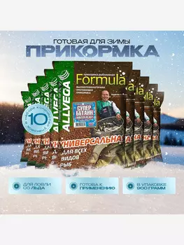 Прикормка зимняя готовая ALLVEGA Formula Winter Ready Супер бетаин 10 пакетов по 0.9 кг, Бежевый