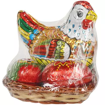 Набор из шоколадных фигур "Курица и яйца" (в корзинке), 140 г