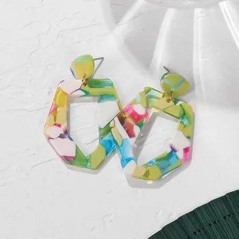 Новые корейские серьги-гвоздики для женщин, зеленые, симпатичные, геометрические, подвесные серьги-капли, Brincos, новая мода B