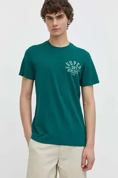 Хлопковая футболка Superdry, зеленый