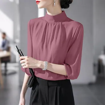 ZANZEA Women Stand Collar Loose Casual Long Sleeve Blouse S