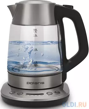 Чайник электрический Polaris PWK 1777CGLD 1.7л. 1800Вт черный (корпус: нержавеющая сталь/стекло)