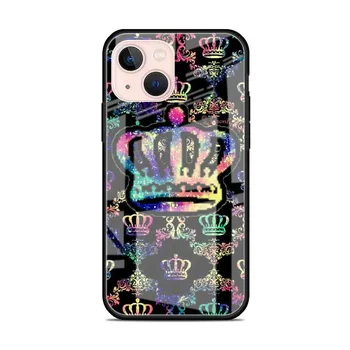 Стеклянный чехол для Apple iPhone 14 13 11 12 Pro 7 XR X XS Max 8 6 6s Plus SE 2022 13Pro закаленный телефон Tampa Cute Mom Queen Princess iPhone 7Plus(8 Plus)