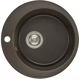 Мойка Акватон Иверия D480 керамогранит, 1 чаша, круглая, с сифоном, цвет кофе