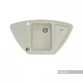 Мойка Акватон Лория 940x520 керамогранит, 1 чаша, угловая, с сифоном, цвет жемчуг