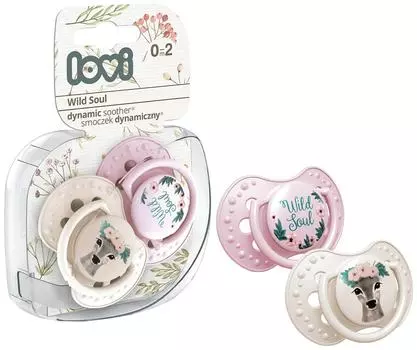 Пустышка Lovi Wild Soul динамическая силиконовая 0-2 месяцев 2шт