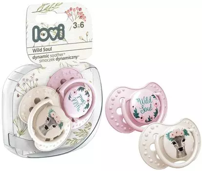 Пустышка Lovi Wild Soul динамическая силиконовая 3-6 месяцев 2шт