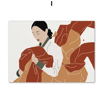 Современное корейское азиатское платье ханбок в стиле бохо, настенная живопись на холсте для девочек, постеры на скандинавскую тему и настенные картины с принтом для декора гостиной 21x30 No Frame