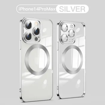 Модный магнитный чехол для 14 Magsafe, прозрачный чехол для IPhone 14, 13, 12, 11 Pro Max 14 Plus, прозрачный мягкий силиконовый чехол для беспроводной зарядки For iPhone 13Pro Max чёрный