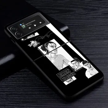 Чехол для телефона Samsung Galaxy Z Flip3 5G Flip4 Черный чехол Z Flip 3 Жесткий чехол для ПК Zflip3 Funda Attack On Titan Eren Jaeger Manga Samsung Z Flip3 5G