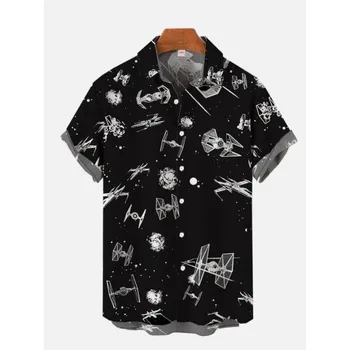 2025 New Men s Short Sleeve Shirt Future Technology Printed Men s Fashion Lapel Top Large Size Casual Men s Shirt XS-5XL M