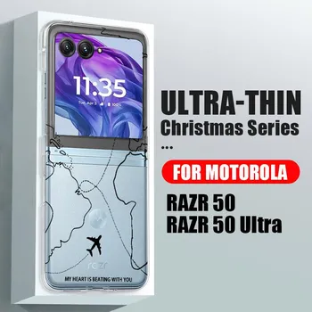 Складной чехол Astronaut Airline Pattern 2cps для Motorola Razr 50 40, ультра-ударопрочный прозрачный жесткий тонкий чехол для ПК Motorola Razr 50