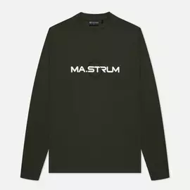 Мужской лонгслив MA.Strum Logo Print, цвет оливковый, размер M