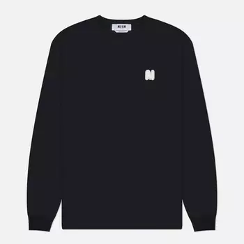 Мужской лонгслив MSGM Monogram Patch, цвет чёрный, размер S