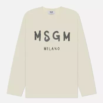 Мужской лонгслив MSGM MSGM Milano Logo, цвет бежевый, размер XL