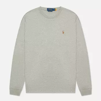 Мужской лонгслив Polo Ralph Lauren Custom Slim Fit Interlock, цвет серый, размер S