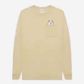 Мужской лонгслив RIPNDIP Lord Nermal Pocket, цвет бежевый, размер L