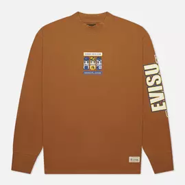 Мужской лонгслив Evisu Heritage Multi Logo Printed Loose Fit, цвет коричневый, размер XXL