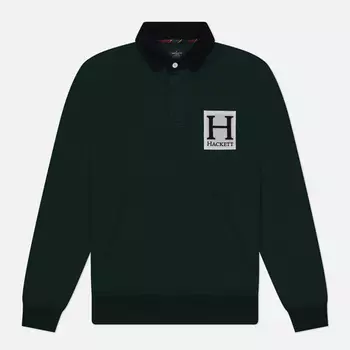 Мужской лонгслив Hackett Heritage Pocket Rugby, цвет зелёный, размер S