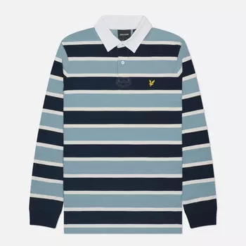 Мужской лонгслив Lyle & Scott Stripe Rugby, цвет голубой, размер XXL