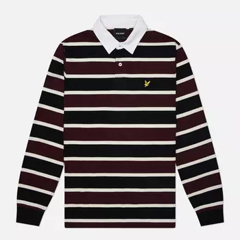 Мужской лонгслив Lyle & Scott Stripe Rugby, цвет бордовый, размер L