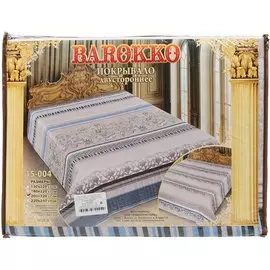 Покрывало евростандарт, 200х220 см, микрофибра, двухстороннее, Marianna, Барокко, серо-синее, 15-004