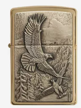 Зажигалка бензиновая ZIPPO 20854 Soaring Eagles, Золотой
