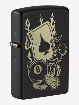 Зажигалка бензиновая ZIPPO 49257 Gambling, Черный