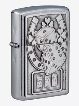 Зажигалка бензиновая ZIPPO 49294 Lucky 7 Emblem, Серебряный