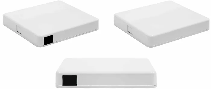 Абонентская розетка TELCORD RS-02 2-LC/SM-d-4-LC/UPC-SM-GY 90x90x16 мм, 2 адаптера LC/SM, 4 пигтейла LC/UPC SM (OS2 9/125), белая