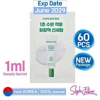 60шт/60мл_[INNISFREE] Гиалуроновая увлажняющая солнцезащитная сыворотка с зеленым чаем 1 мл (Образец Саше)(SPF50 + / PA ++++) 1ml X 60pcs (60ml)