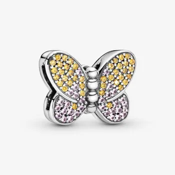 S925 серебряный цвет, клипсы с отражениями, подвески, круглые хрустальные бусины с короной и сердцем, подходят для женского браслета золотой