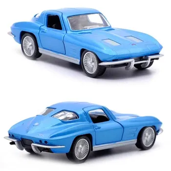 Ретро классика 1963 Chevrolet Corvette C2 Stingray 5 дюймов металлический автомобиль моделирование литой и игрушечный автомобиль RMZ город 1:36 моделей из сплава, подарки для детей