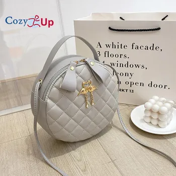 Маленькая круглая сумка Cosy Up, дамская сумочка, женская сумка с ромбовидной сеткой, маленькая сумка с вышивкой 20x20x9cm белый