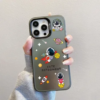 Рождественский лазерный чехол для телефона с астронавтом для iPhone 15 14 Pro Max 13 12 11 Samsung S23 S22 Ultra A54 A53 Противоударный задний чехол с рисунком оленя и Санта-Клауса iPhone 15