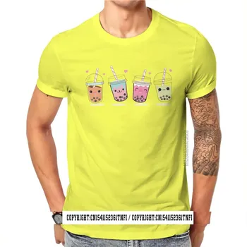 Классическая футболка Bubble Tea Lover Happy, классическая летняя футболка в стиле гот для взрослых, большие размеры, футболки унисекс из 100% хлопка, футболка в стиле Харадзюку с круглым вырезом L
