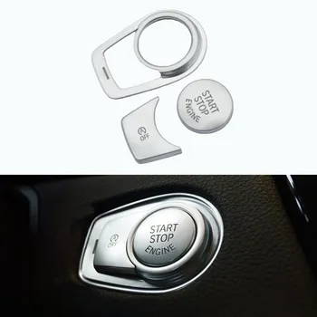 Для BMW 1 2 3 4 серии 3GT X1 2016 2017 2018 3 шт./компл. ABS хромированная внутренняя наклейка на кнопку запуска двигателя, остановки и выключения For 1 2 3 4 Series