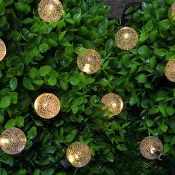 INBLOOM Гирлянда на солн. батарее, 10LED, 4м, шампань, 2 реж, шар, ПВХ зел, 2V60mA, 1.2V600mAh