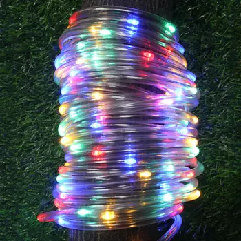 INBLOOM Гирлянда-шнур на солнечной батарее, 10м, 100LED*мульти, 8 режимов, ПВХ прозрач.,1,2V AA 600