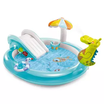 INTEX Игровой центр "Аллигатор с горкой", от 2-х лет, 201x17x84см, ПВХ, 57165