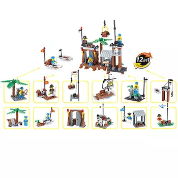 JIE STAR Конструктор пластик, 6+, 12 дизайнов, Пир-30010