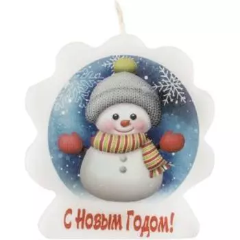 Свеча-барельеф интерьерная Волшебная страна Снеговик, парафин, белый