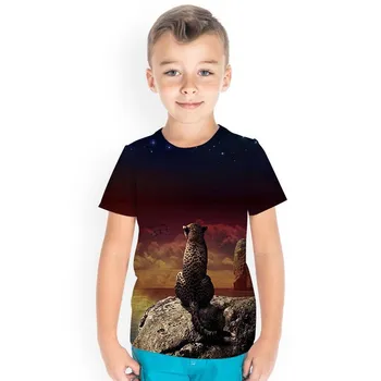 Kids T-Shirts Animal World 3D Digital Printed Tee Tops Children Clothing Round Neck Sports T-shirt Boys 170