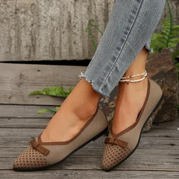 Повседневные туфли Butterfly Knot Ankle Single для женщин, вязаная и плетеная обувь 36 чёрный