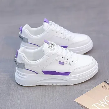 White Shoes Women s PU Leather Sports Shoes Flats Sneakers Plus Size 35-40 35