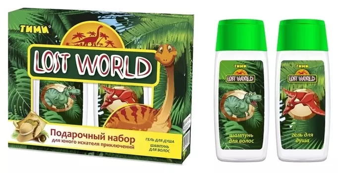 Подарочный набор для детей Шампунь для волос ухаживающий + гель для душа увлажняющий Тими Lost World №1181
