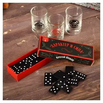 Подарочный набор «Крутой мужик», рюмки и домино
