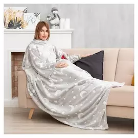 Плед с рукавами светящийся в темноте этель "Луна" 150*200, 100% п/э 220 гр/м2